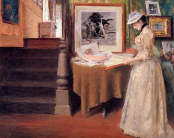 威廉 梅裡特 查斯 Interior Young Woman at a Table